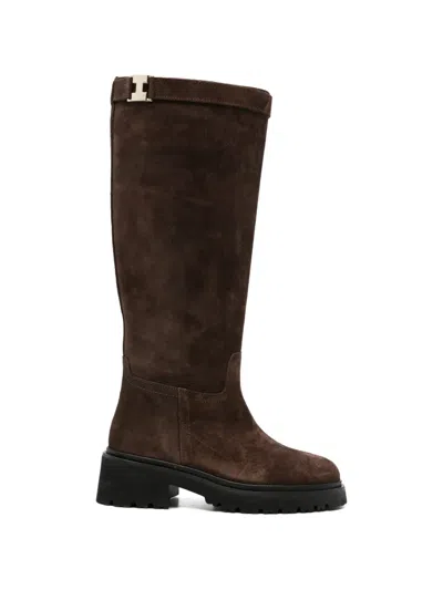 Adrianna Feretti Buckle-detail Suede Boots In Brown