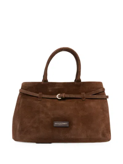 Adrianna Feretti Buckle-detail Suede Tote Bag In Brown