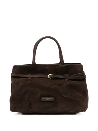 Adrianna Feretti Buckle-detail Suede Tote Bag In Brown