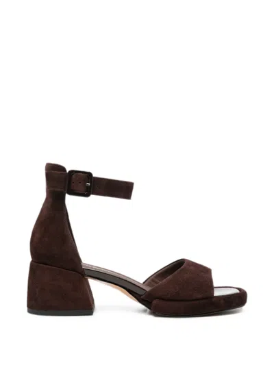 Adrianna Feretti Buckle-fastening Block-heel Sandals In Brown