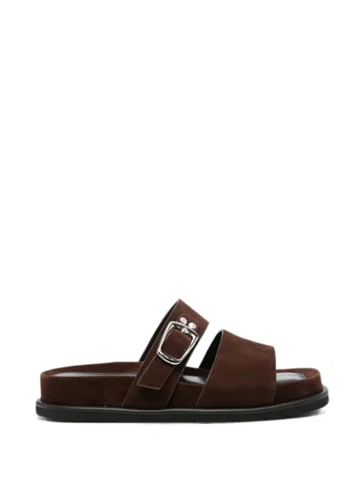Adrianna Feretti Buckle-fastening Suede Sandals In Brown