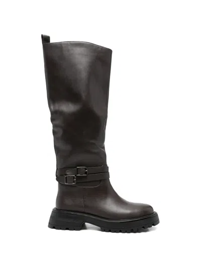 Adrianna Feretti Buckle-strap Boots In Brown