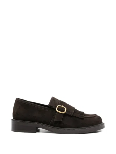 Adrianna Feretti Fringed-detail Suede Loafers In Brown