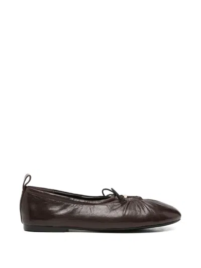 Adrianna Feretti Gathered Bow-detail Ballet Flats In Brown