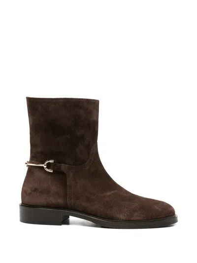 Adrianna Feretti Horsebit-detail Suede Boots In Brown