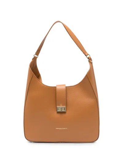 Adrianna Feretti Leather Turn-lock Tote Bag In Neutral