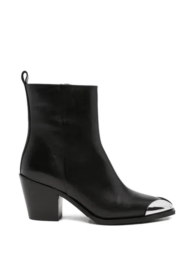 Adrianna Feretti Metal-toe Ankle Boots In Black