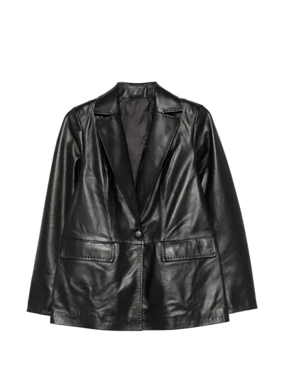 Adrianna Feretti Notched-lapels Leather Jacket In Black