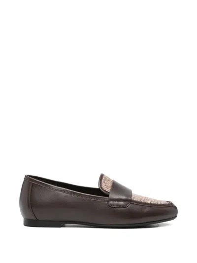 Adrianna Feretti Panelled-detail Leather Loafers In Brown