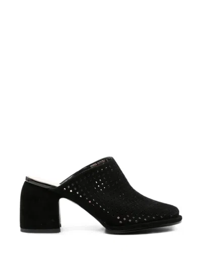 Adrianna Feretti Perforated Block-heel Mules In Black