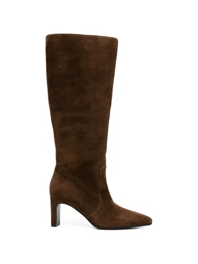 Adrianna Feretti Pointed-toe Suede Boots In Brown
