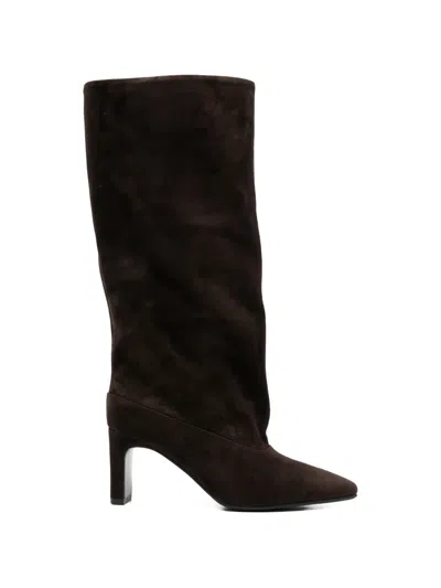 Adrianna Feretti Pointed-toe Suede Boots In Brown