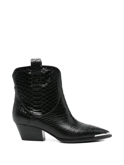 Adrianna Feretti Snake-pattern Boots In Black