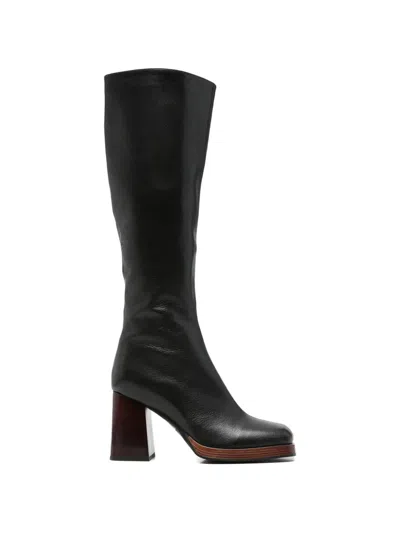 Adrianna Feretti Square-toe Platform Boots In Black