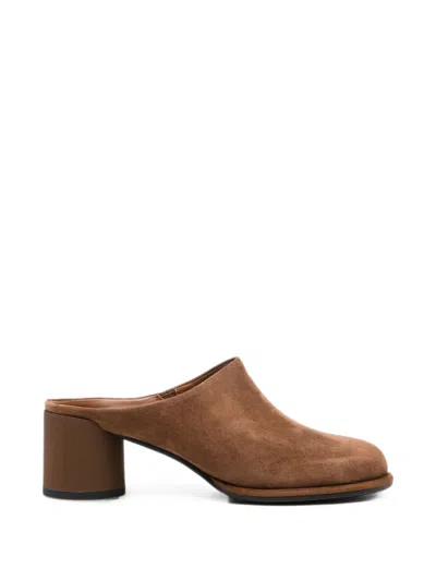 Adrianna Feretti Suede Block-heel Mules In Brown