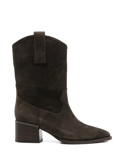 Adrianna Feretti Suede Cowboy Boots In Brown