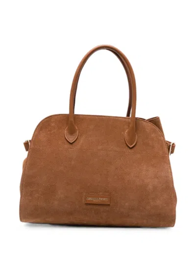 Adrianna Feretti Suede Tote Bag In Brown