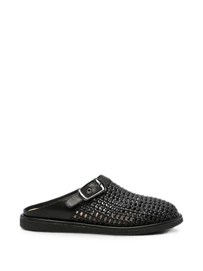 Adrianna Feretti Woven Buckle-fastening Mules In Black