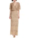 Adrianna Papell Beaded Evening Gown In Brown