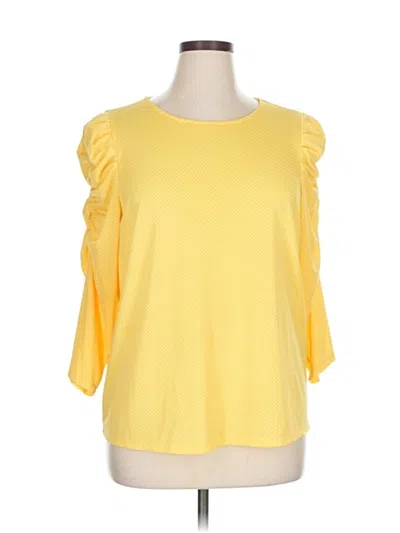 Pre-owned Adrianna Papell 3/4 Sleeve T-shirt In Yellow