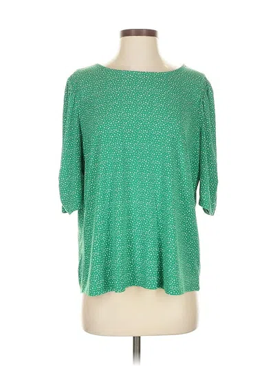 Pre-owned Adrianna Papell 3/4 Sleeve Top Green Boatneck Tops