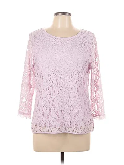 Pre-owned Adrianna Papell 3/4 Sleeve Top Pink Boatneck Tops