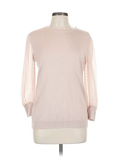 Pre-owned Adrianna Papell 3/4 Sleeve Top Pink Crew Neck Tops