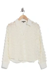 Adrianna Papell 3d Floral Appliqué Long Sleeve Top In Ivory
