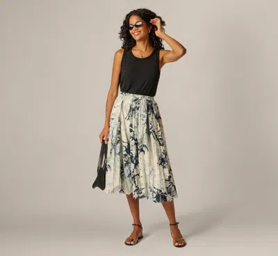 Adrianna Papell A Line Midi Bubble Skirt In Soft Cloud Vintage Floral In Multi