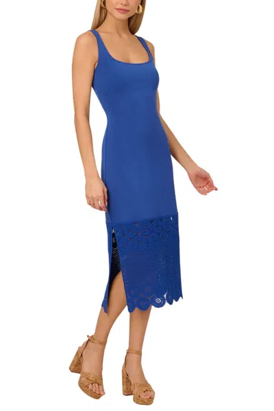 Adrianna Papell Ad3d105471 Fitted Short Cocktail Midi Dress In Blue