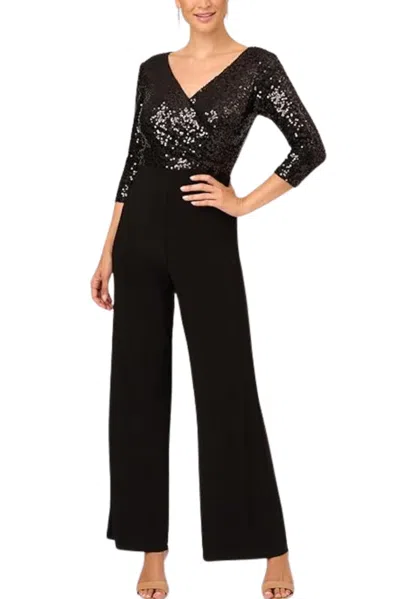 Adrianna Papell Ad5e210877 Long Sequin Formal Mother Of The Bride Jumpsuit In Black
