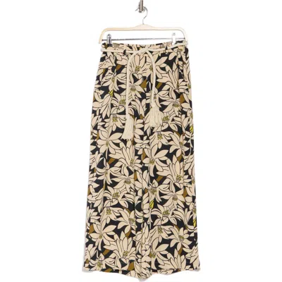 Adrianna Papell Airflow Floral Wide Leg Pants In Black/olive Lily