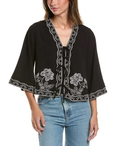 Adrianna Papell Airflow Woven Blouse In Black