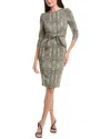 Adrianna Papell Animal Print Tie Dress In Green