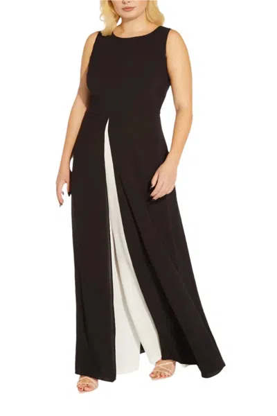 Adrianna Papell Ap1d102896 W Long Plus Size Formal Jumpsuit In Black
