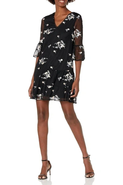 Adrianna Papell Ap1d103148 Short A Line Floral Cocktail Dress In Multi
