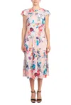 Adrianna Papell Ap1d104619 Short Floral Print Cocktail Midi Dress In Multi