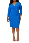 Adrianna Papell Ap1d105535 W Plus Size Short Fitted Cocktail Dress In Blue