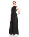 Adrianna Papell Ap1e200026 Black Halter Evening Gown In Blue