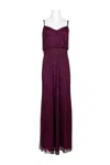 Adrianna Papell Ap1e200215 Spaghetti Strap Blouson Long Formal Dress In Purple