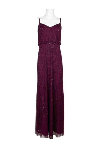 Adrianna Papell Ap1e200215 Spaghetti Strap Blouson Long Formal Dress In Purple