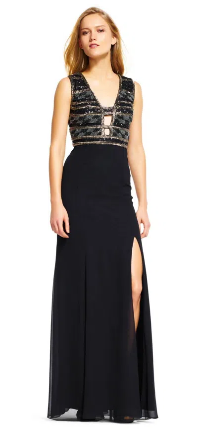 Adrianna Papell Ap1e201342 Black Prom Long Formal Evening Dress