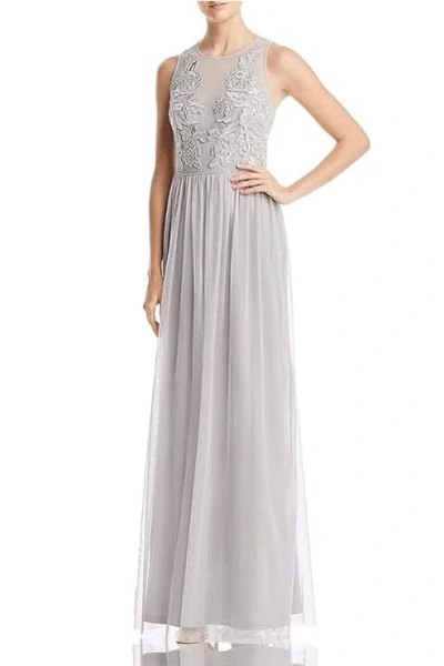 Adrianna Papell Ap1e203102 Long Formal A Line Evening Dress In Silver