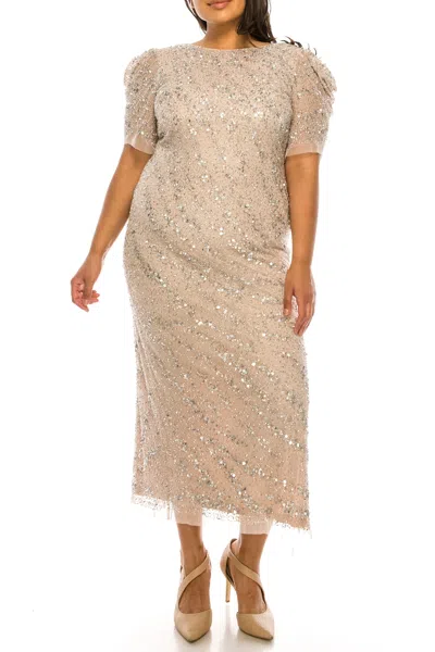 Adrianna Papell Ap1e206114 Long Formal Sequins Gown In Neutral