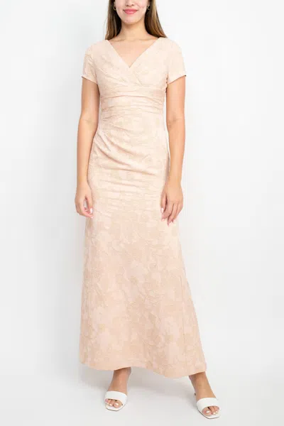 Adrianna Papell Ap1e209340 Long Short Sleeve Formal Dress In Neutral