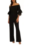 Adrianna Papell Ap1e209617 Long Formal Flounce Sleeve  Jumpsuit In Black