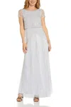 Adrianna Papell Ap1e209663 Long Short Sleeve Formal Dress In White