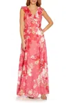 Adrianna Papell Ap1e209744 Cap Sleeve Lonng Formal Dress In Pink