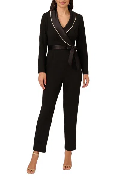 Adrianna Papell Ap1e210678 Long Sleeve Formal Jumpsuit In Black