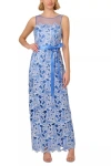 Adrianna Papell Ap1e211224 Long Formal Lace Evening Dress In Blue